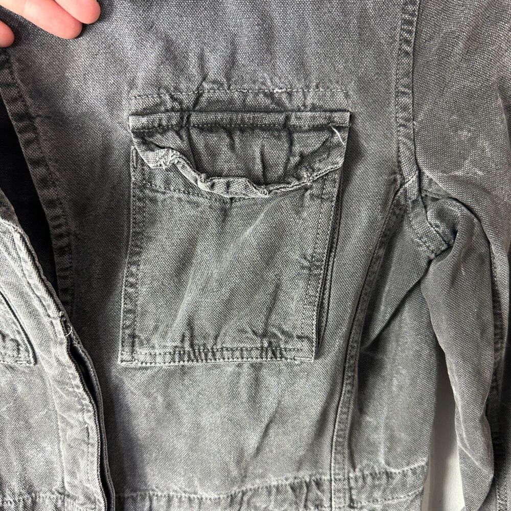 Sundry Women's‎ 1 Denim Jacket Moto Military Gray Distressed Button Up - Picture 5 of 8
